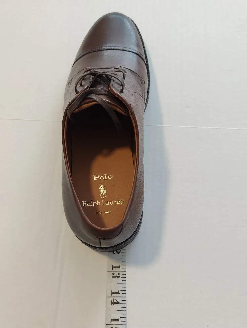 NWOB Polo Ralph Lauren Men's Asher Captoe Oxford Brown Leather Shoe US 10